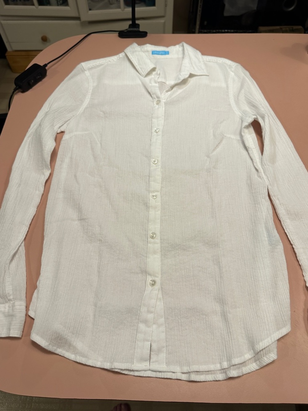 EUC J. McLaughlin Textured White Long-Sleeve Button-Down Shirt